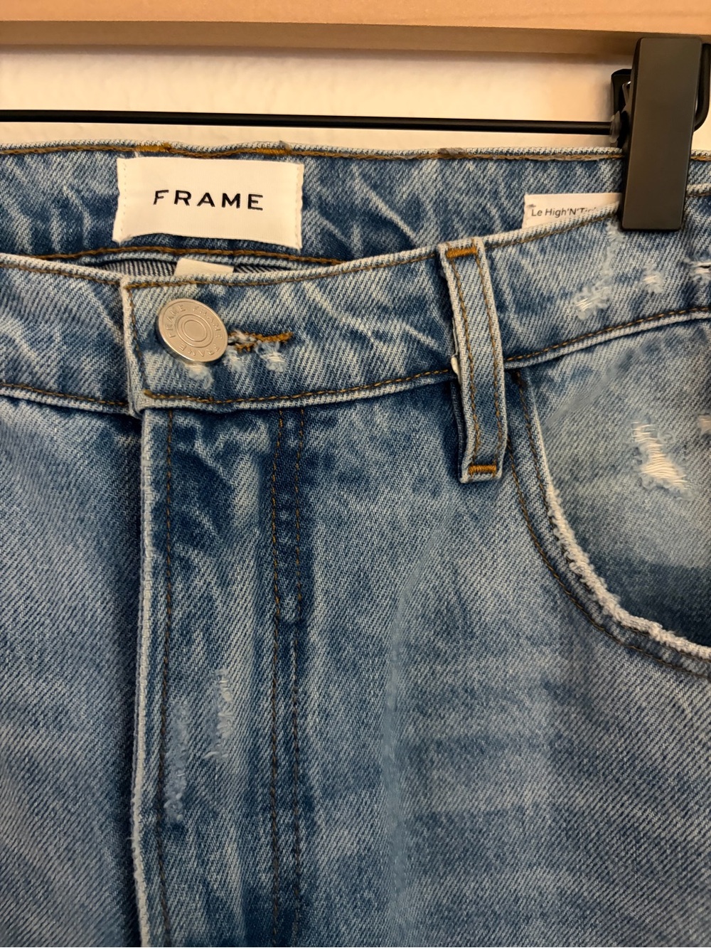 Frame Denim Light Blue Ripped Wide-Leg Jeans - Picture 3 of 6